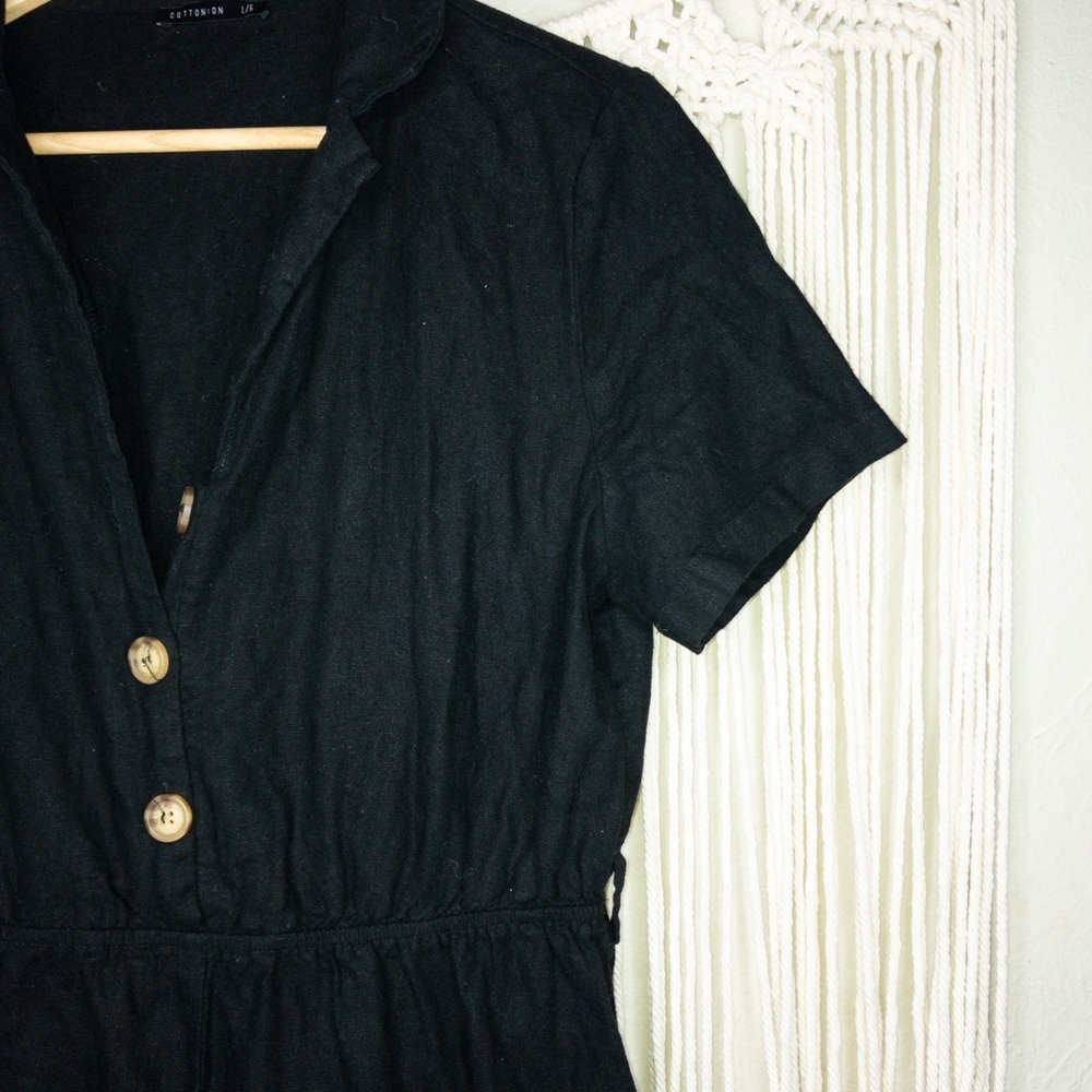 Black utility romper with pockets!